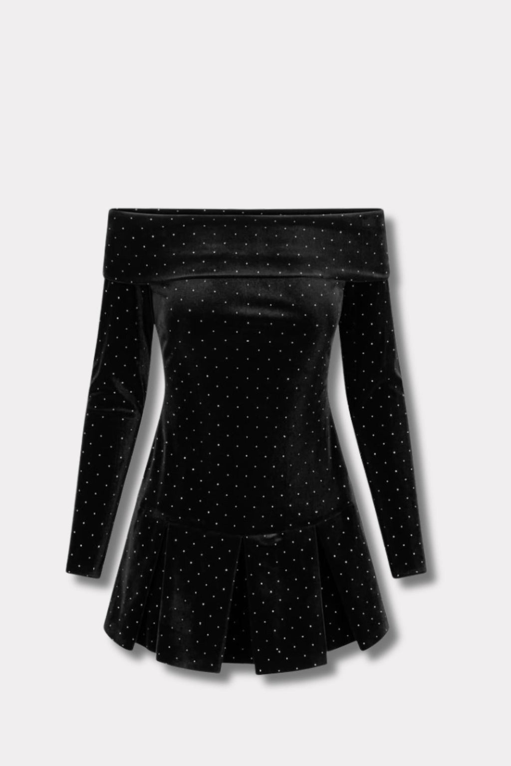 Colette Stud Velour Dress- Black