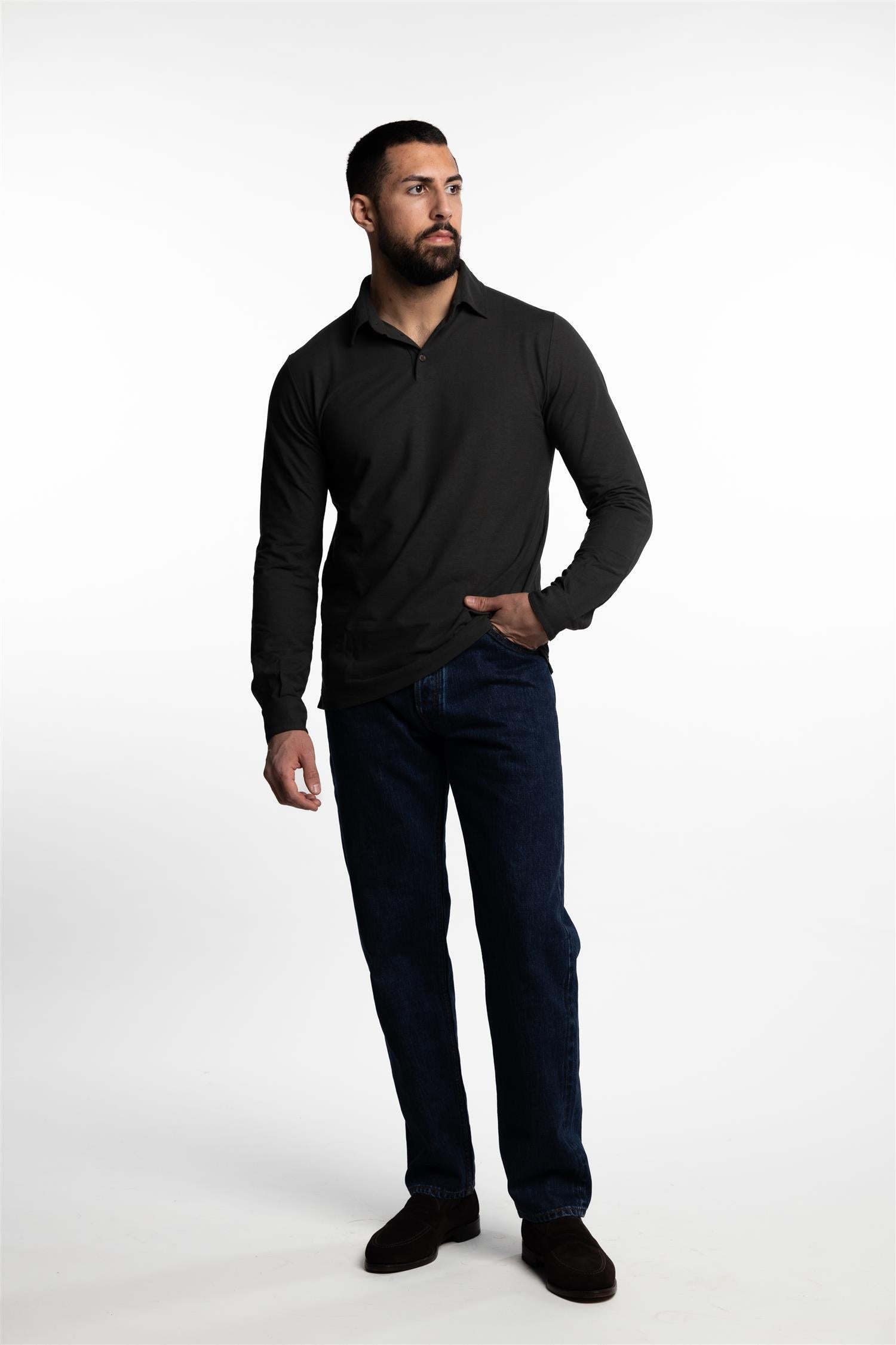 Ice Cotton Long Sleeve Polo Green