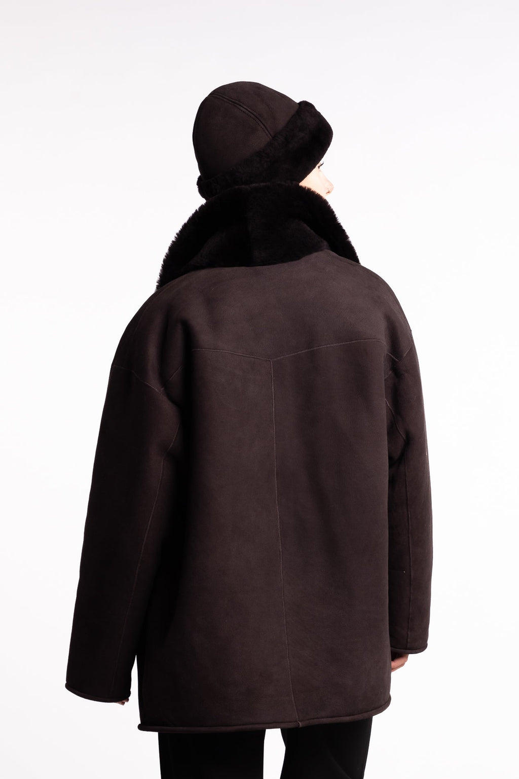 Melli Shearling Jacket- Dark Brown Suede