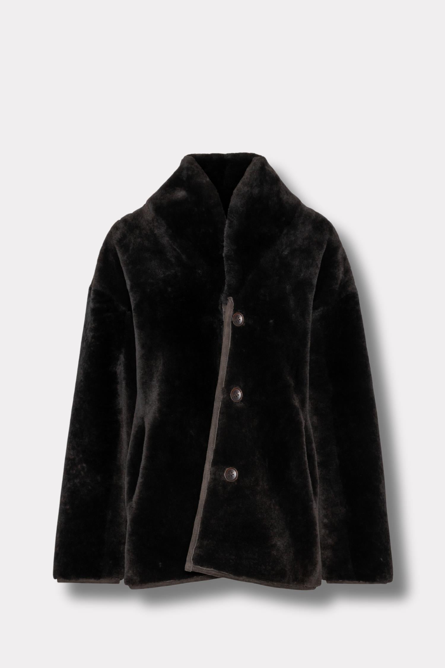 Melli Shearling Jacket- Dark Brown Suede
