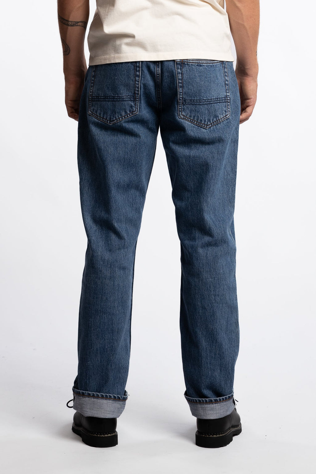 14,2 Oz 5-Pocket Mid-Waist Japanese Selvedge Denim Bleach Wash