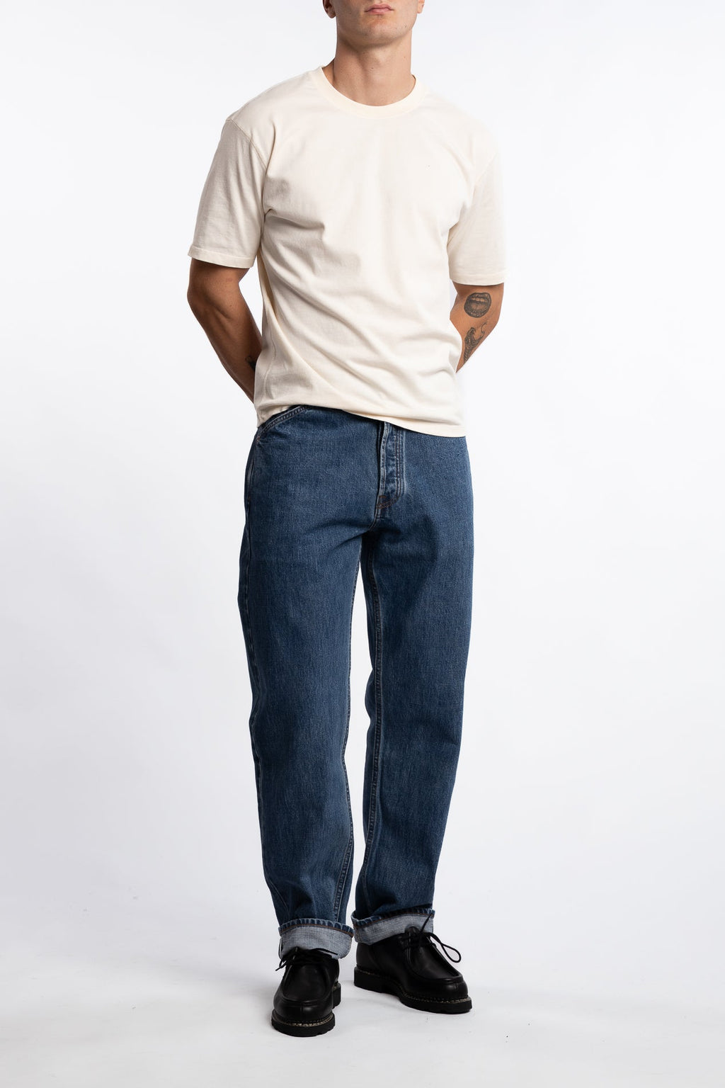 14,2 Oz 5-Pocket Mid-Waist Japanese Selvedge Denim Bleach Wash