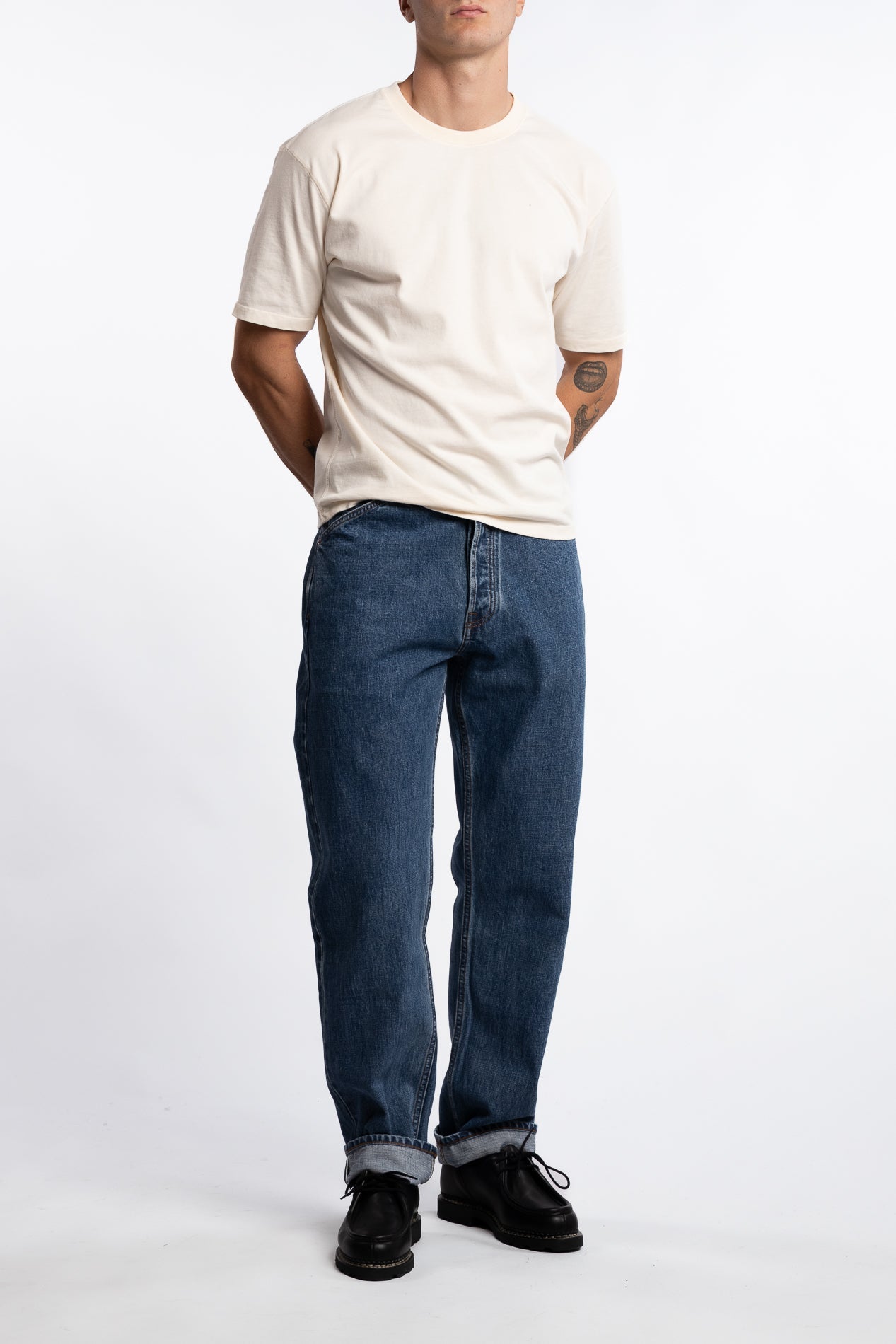 14,2 Oz 5-Pocket Mid-Waist Japanese Selvedge Denim Bleach Wash