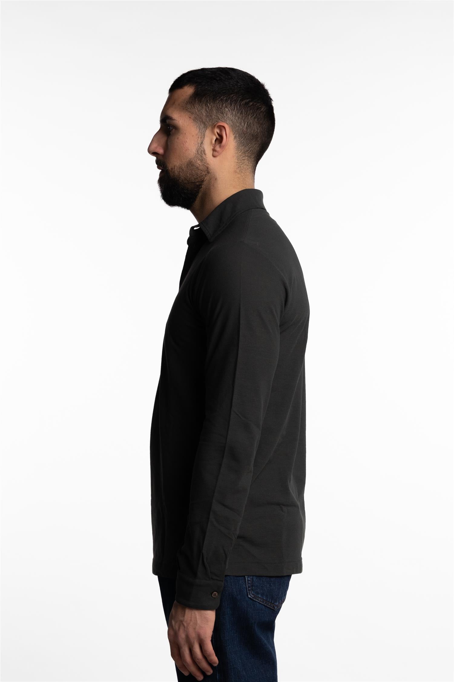 Ice Cotton Long Sleeve Polo Green